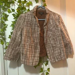 Talbots Jacket 4 Womens Brown Beize Linen Blazer